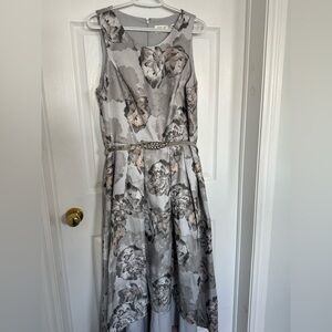 Eliza J Gray Floral Midi Dress